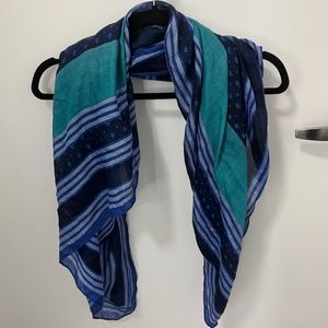 J. Crew Green and Blue Pattered Scarf